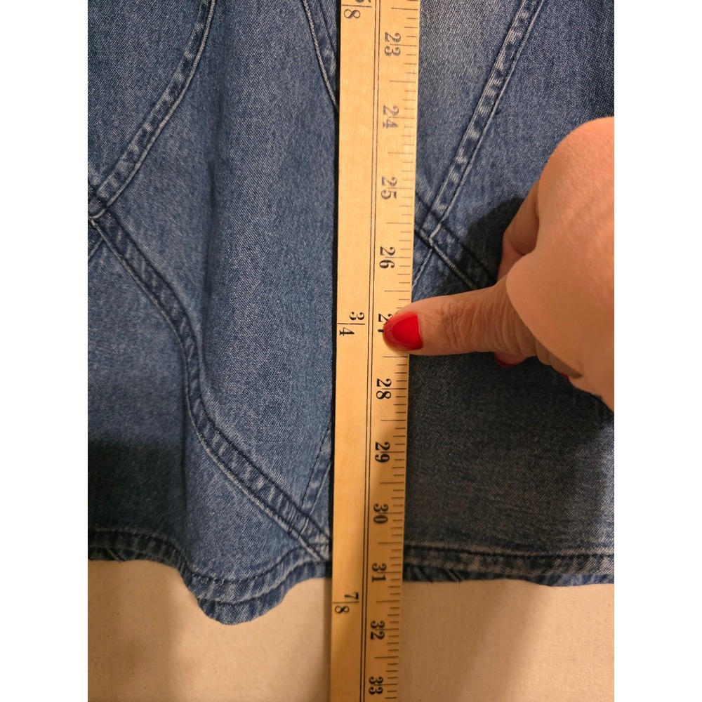 Studio West Women M Blue Medium Wash Denim Midi Godet Panel Skirt 86359 - Picture 6 of 10